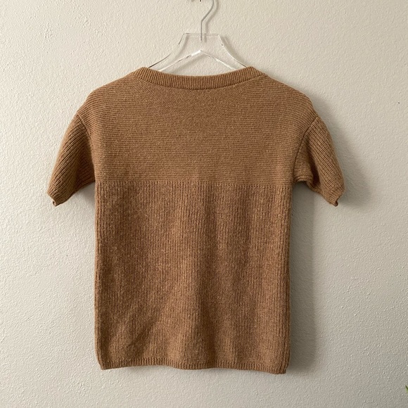 J.Crew button short sleeve alpaca wool knit top - Picture 2 of 4